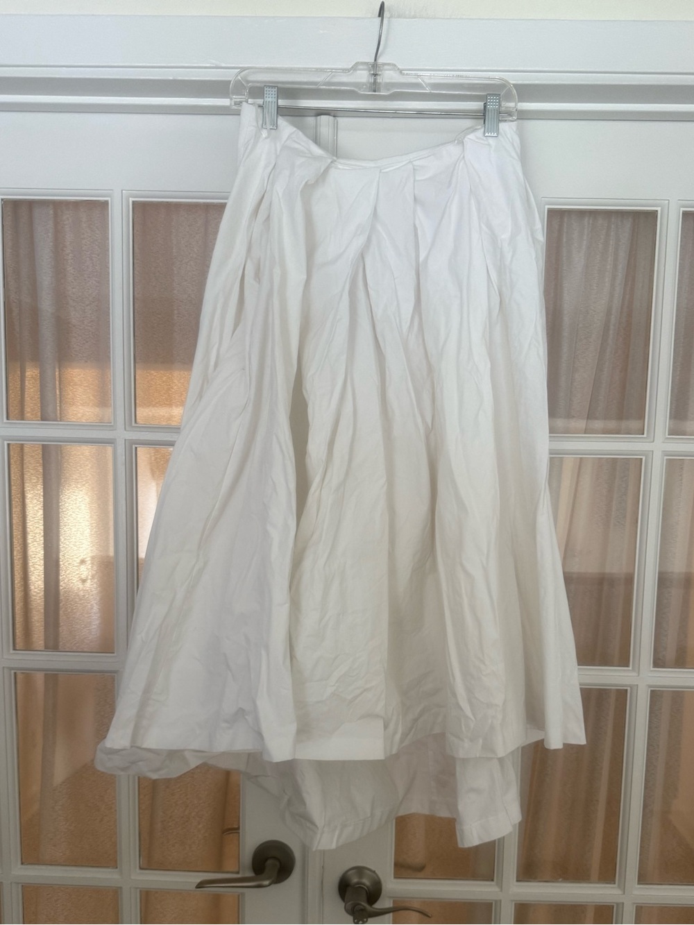 Zara White 100% Cotton Poplin High Low Midi Skirt